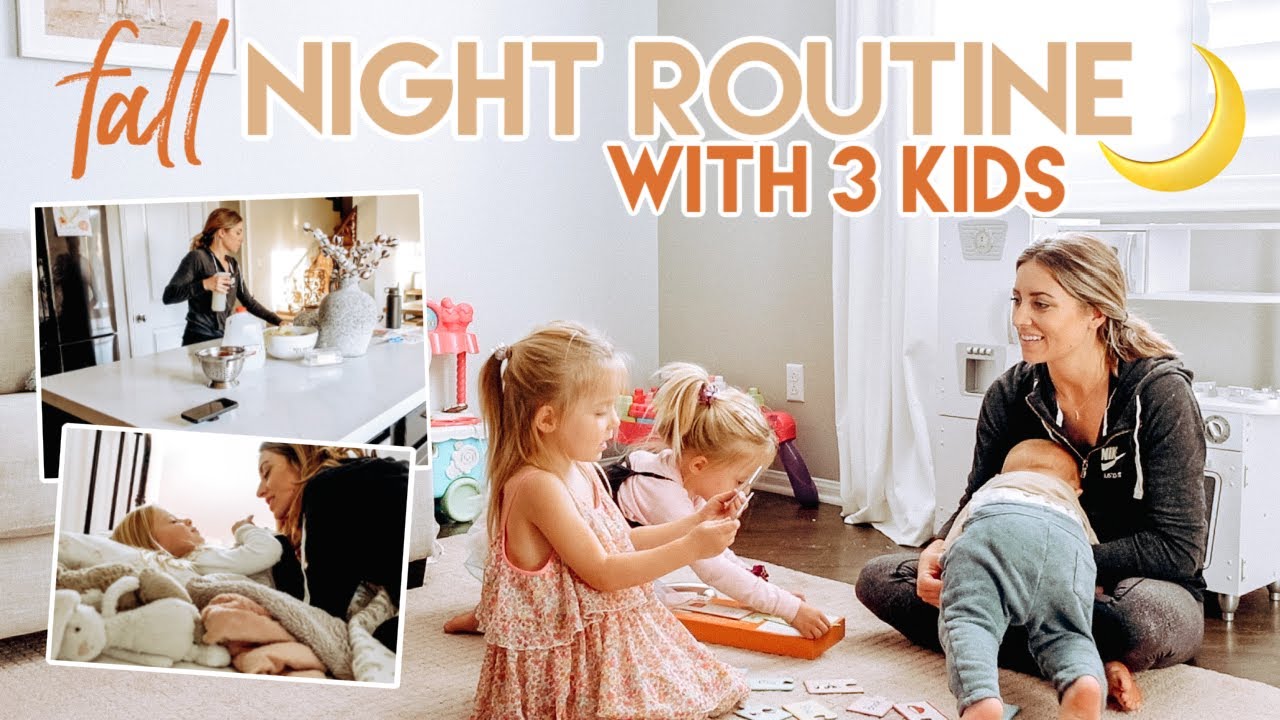Solo Night Routine with 3 Kids Fall 2020 | Mom Bedtime Routine 3 Toddlers | Kendra Atkins
