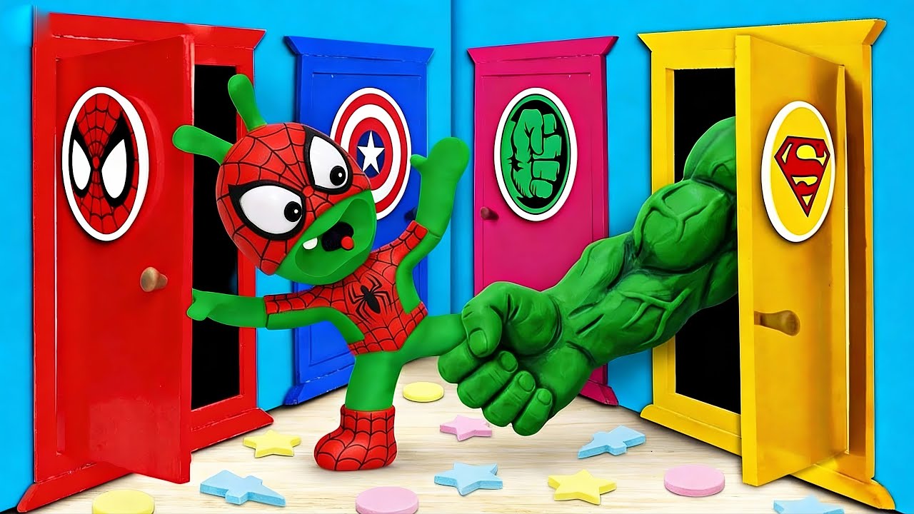 Pea Pea se Divide en Dos por las Puertas de Superh&eacute;roes | Caricatura para Ni&ntilde;os