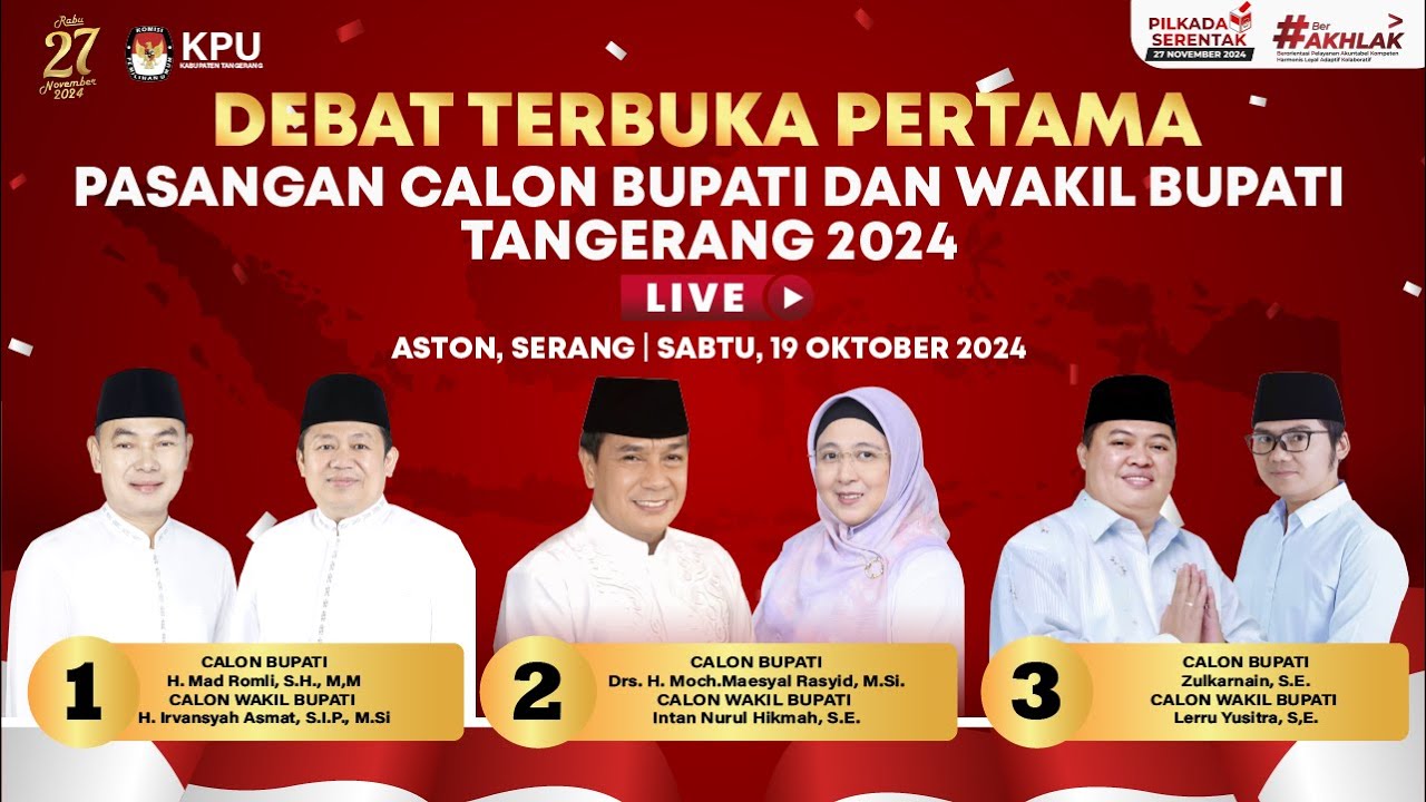 [FULL] DEBAT TERBUKA PERTAMA PASANGAN CALON BUPATI & WAKIL BUPATI TANGERANG 2024