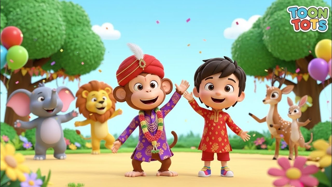 Monkey Wedding Parade in the Jungle 🐵🎉 | Fun Kids Rhyme with Toto | Toon Tots |#ToonTots#KidsRhymes