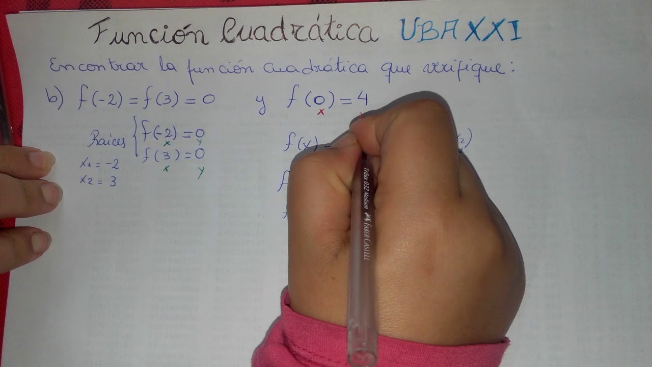 Funcion Cuadratica. Encontrar la formula dada sus raices. CBC-UBA