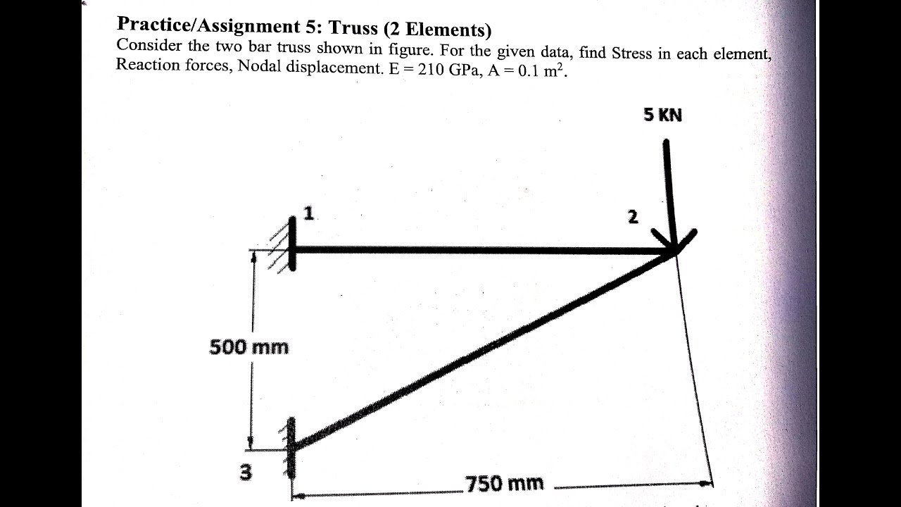 Analysis of truss Ansys | Practice 5: Truss (2 element) |Ansys Lab Manual Problems Mechanical 2020