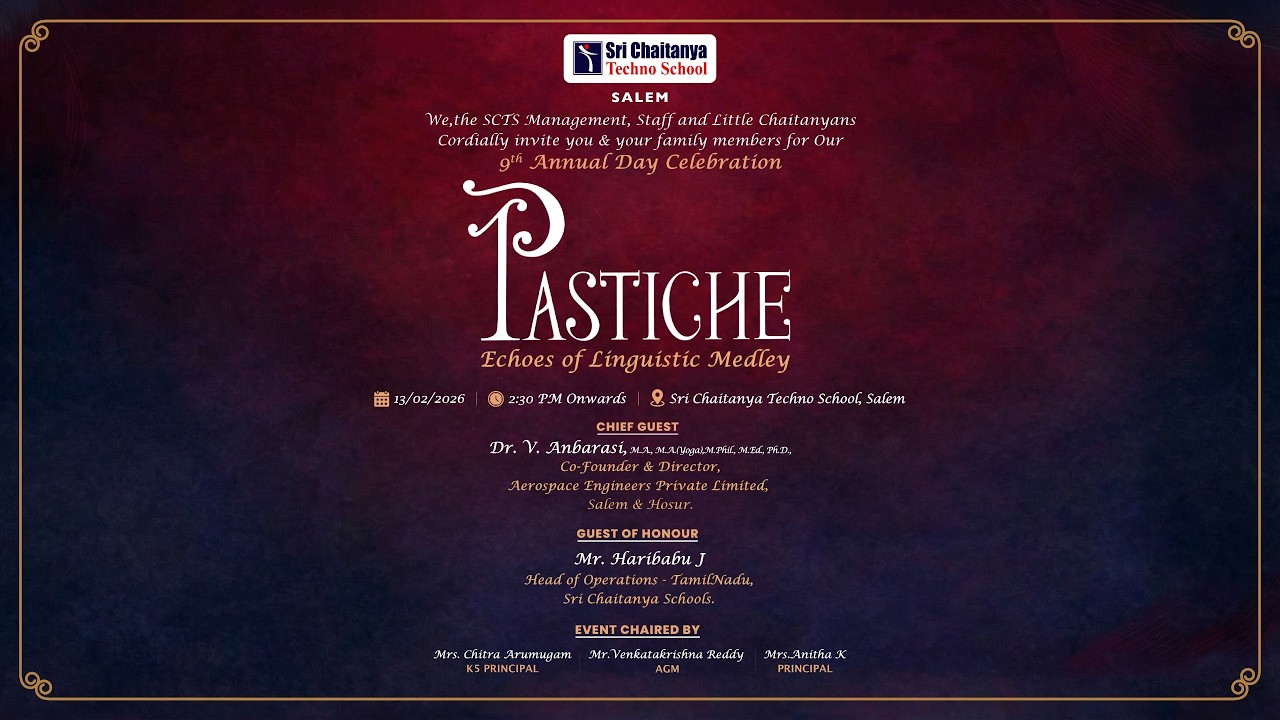 🔴 LIVE | Sri Chaitanya Techno School Salem 9th Annual Day Pastiche Echoes of Linguistic Medley