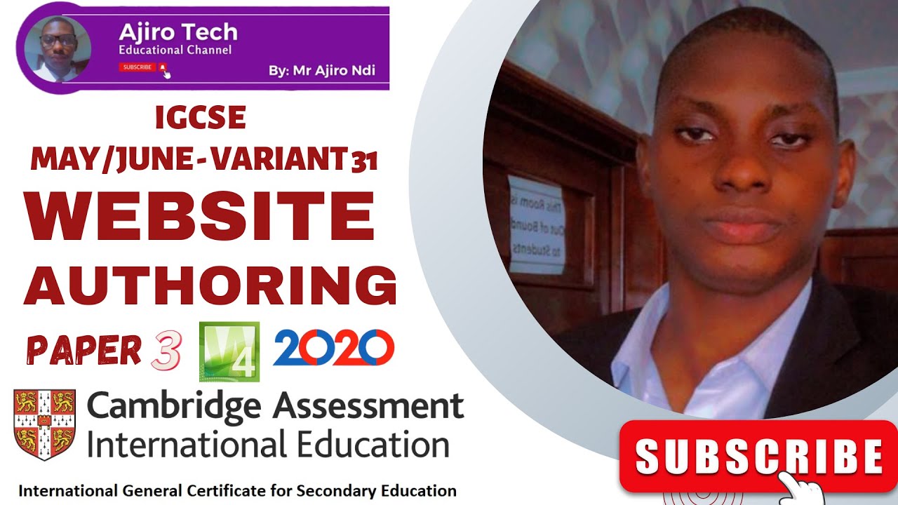 IGCSE ICT (0417/0983) Paper 3 Website Authoring May June 2020 Variant 31