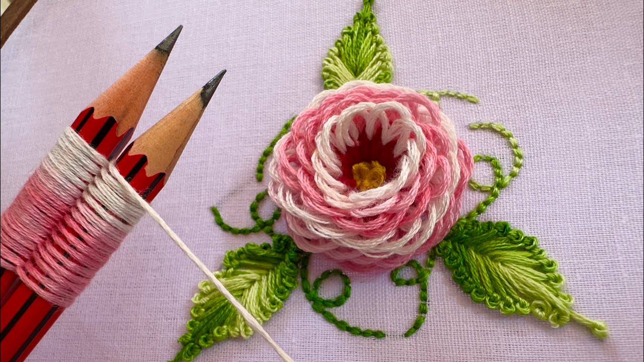 Funnel cake flower design|hand embroidery design video|embroidery design video|kadhai design