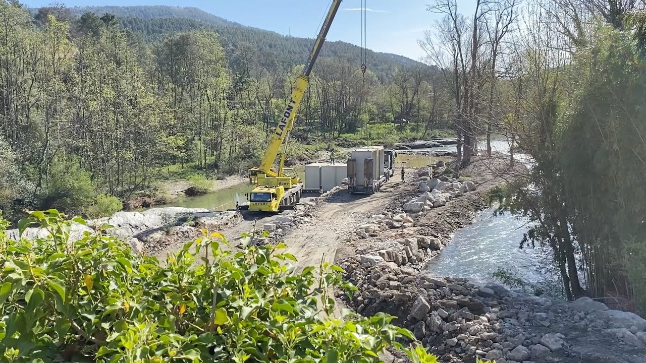 Entre Chamborigaud et Genolhac, le pont provisoire livré début mai