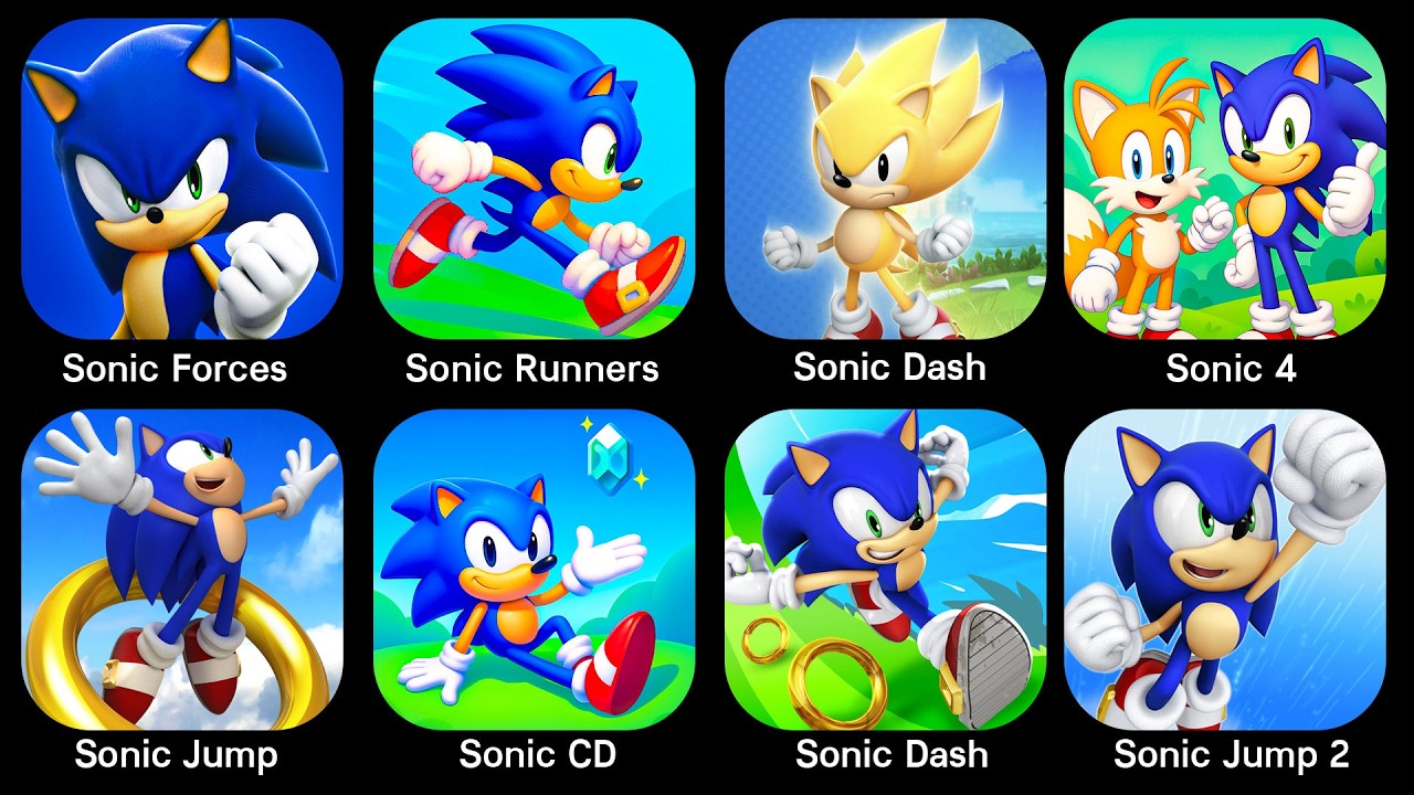 Sonic Dash, Sonic 2, Sonic 1, Sonic 4 Episode 2, Sonic Boom, Sonic Forces, Sonic CD, Sonic Prime…