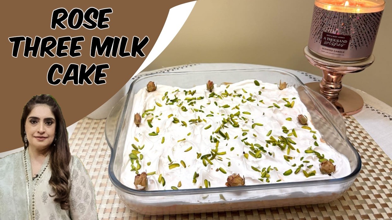 Delicious Rose Three Milk Cake By Chef Shireen Anwar|How To Make Rose #tresleches Cake #recipe #cake