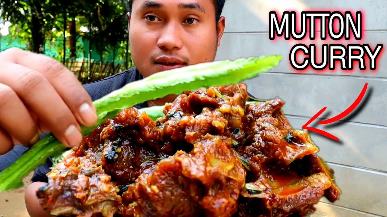 MUTTON CURRY//Karela fried//Boiled beans// Naga bean