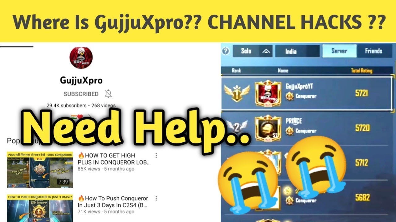 Where Is GujjuXpro ?? 😭 My YouTube Channel Hacks??