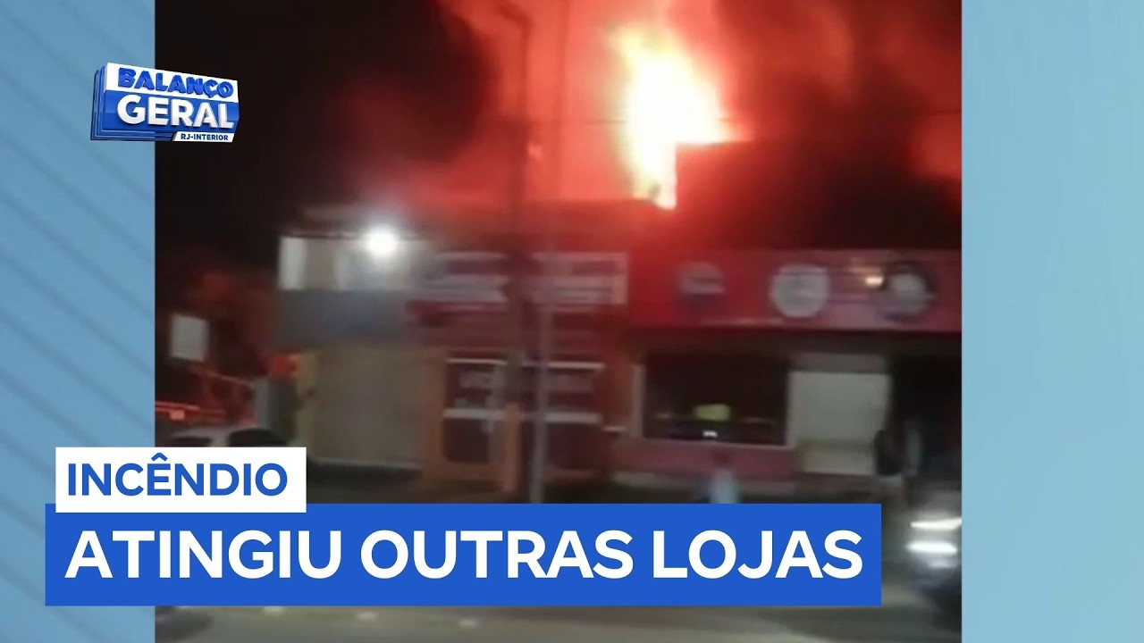 Inc&ecirc;ndio em loja de acess&oacute;rios automotivos causa p&acirc;nico em Araruama (RJ)