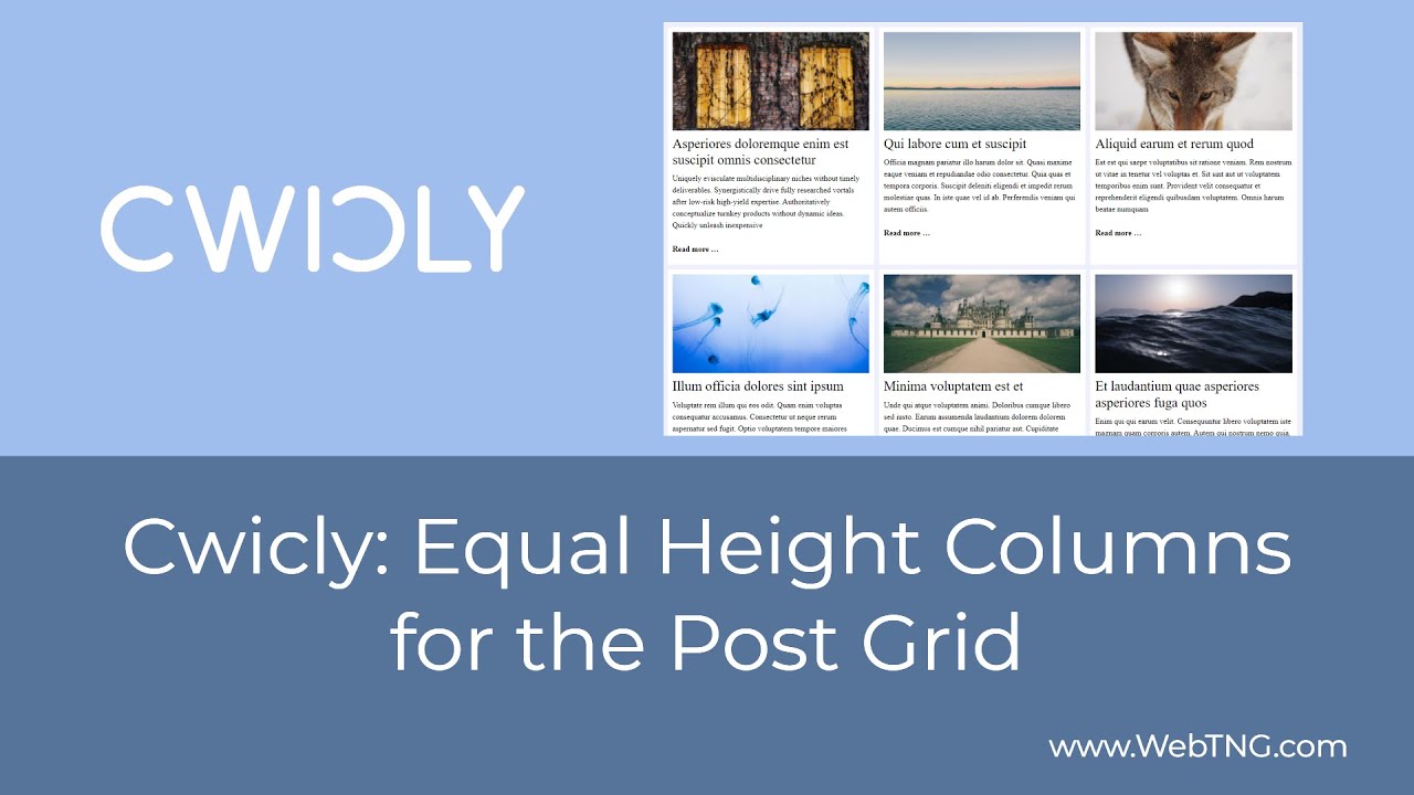 Cwicly: Equal Height Columns for the Post Grid