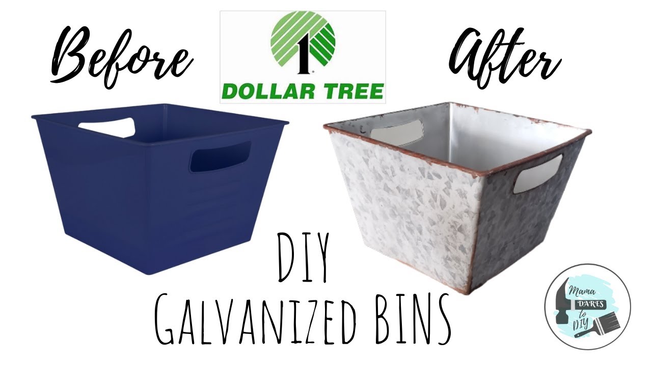 DIY Galvanized Locker Bins | Faux Painting | Dollar Tree Bin Makeover
