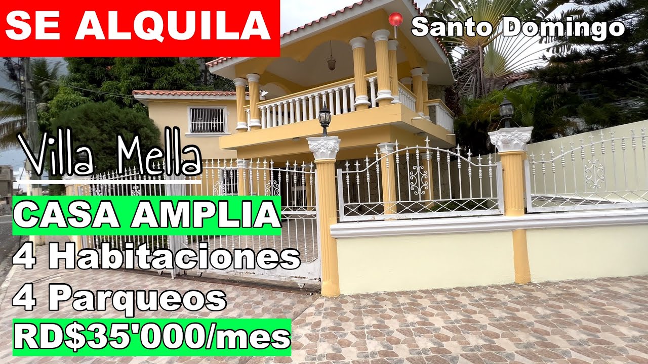 Casa en Alquiler en Los Cerros de Buena Vista | 4 Habitaciones + Jardín + Doble Sala | RD$35,000