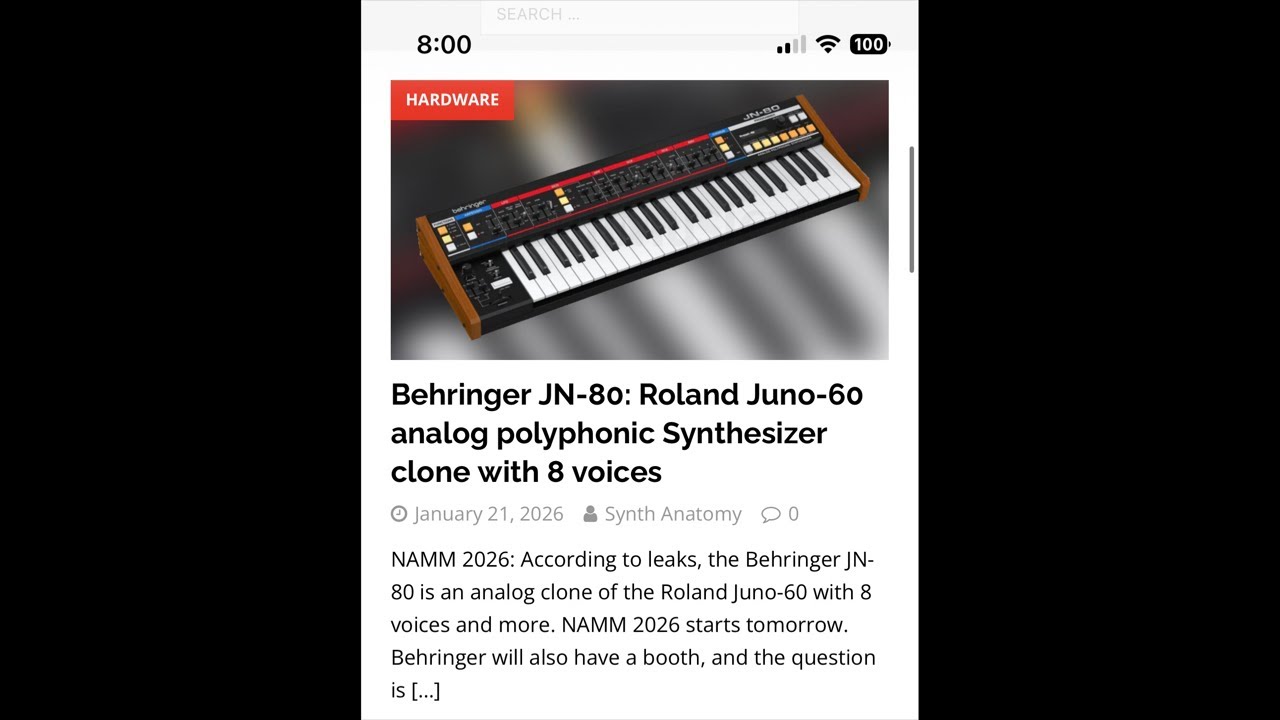 Behringer JN-80 Leaked!! Juno Clone On Steroids!!! #synth #behringer #namm2026