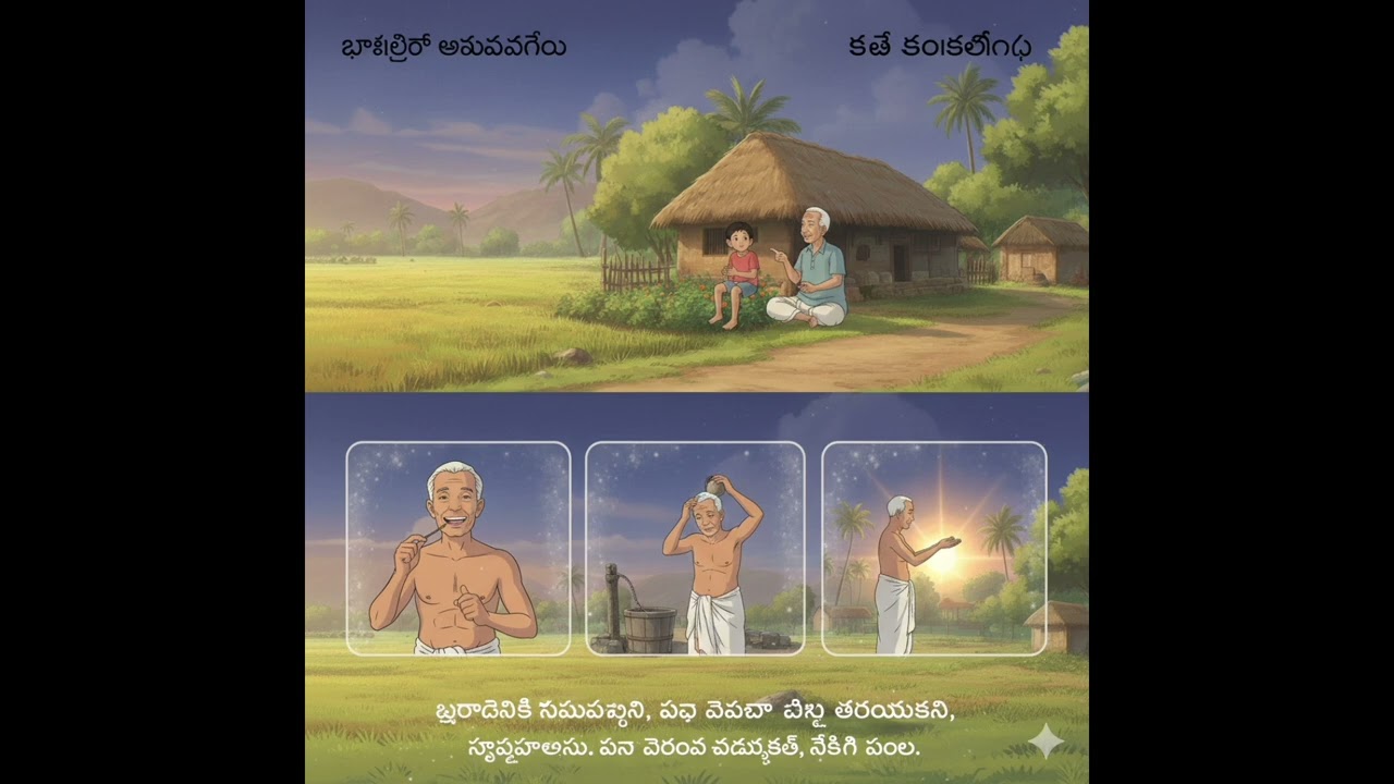 Ghibli 2d animation Daily routine in village 