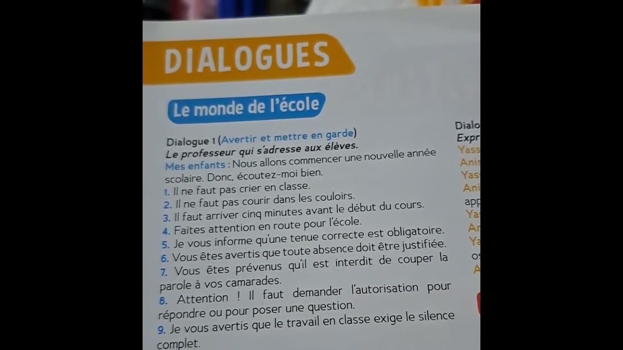 Dialogues 1 le monde de l'école page 164 le trésor des mots ce2 #اكسبلور #live #français #school