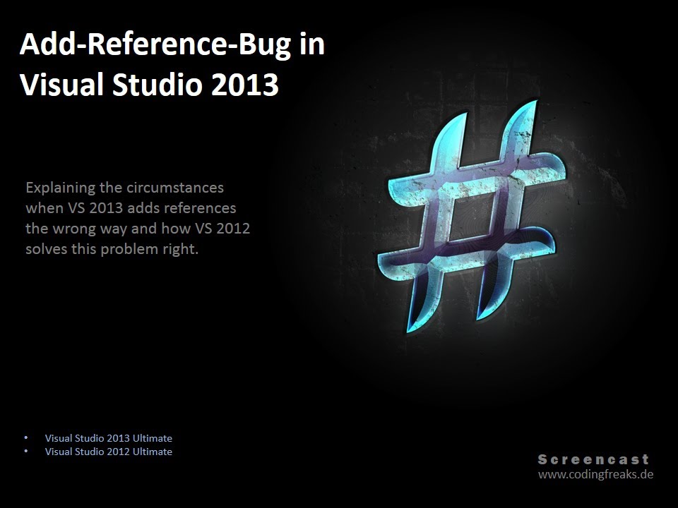 Bug in Visual Studio 2013 when adding references?