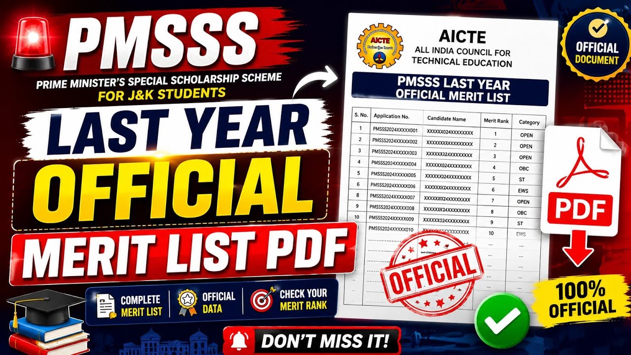 🚨 PMSSS Last Year Official Merit List PDF.
