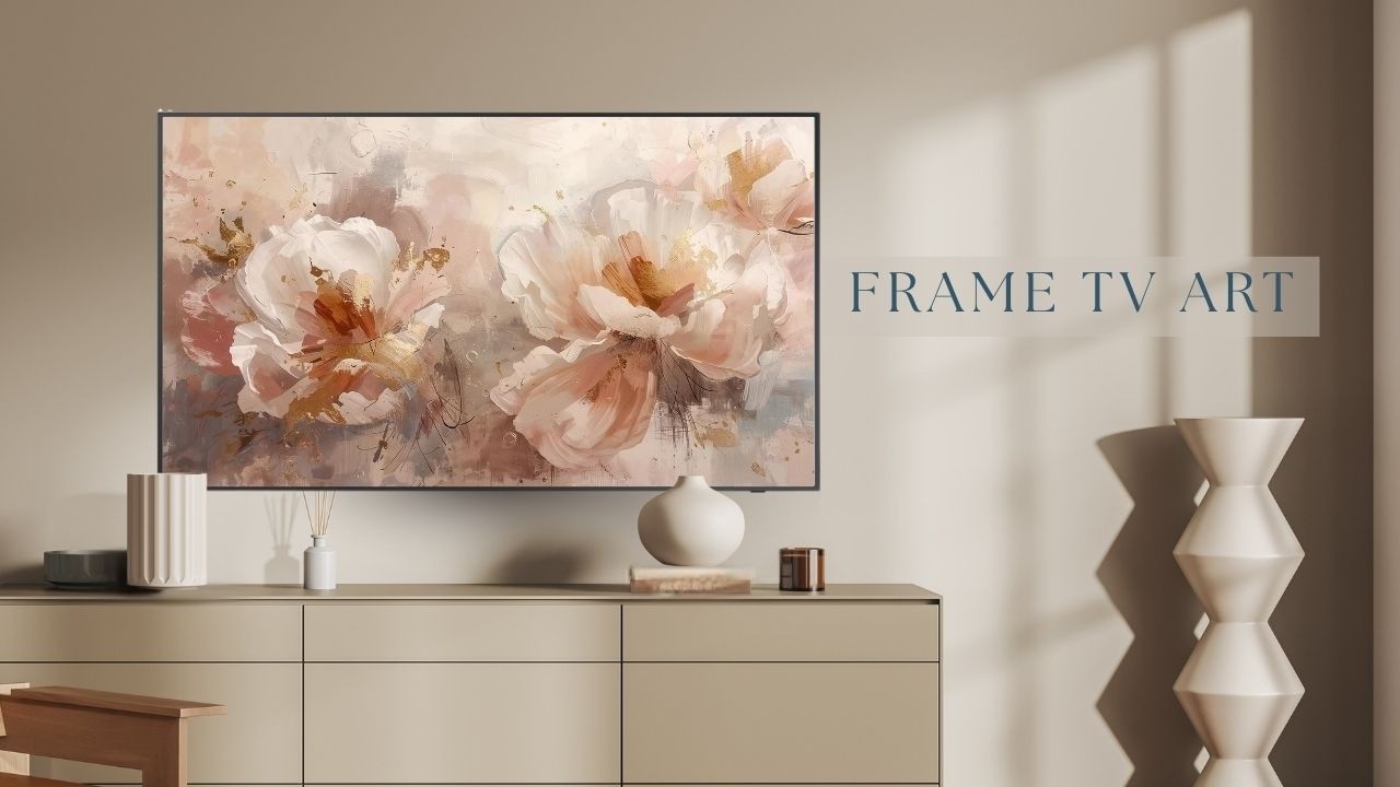 Abstract Peonies Frame TV Art 🌸 Elegant Blush Floral Display for your TV | Neutral Luxury Home Decor