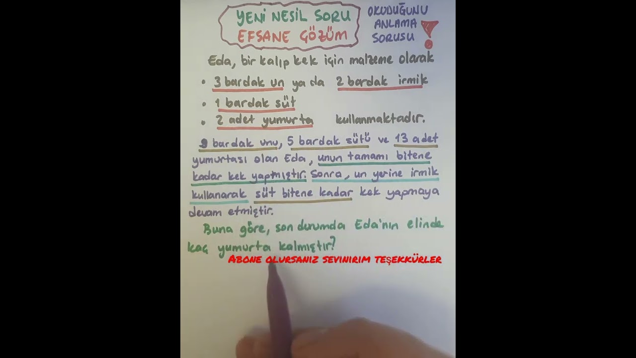 Yeni Nesil Problem Soru &Ccedil;&ouml;z&uuml;m&uuml;👆✔