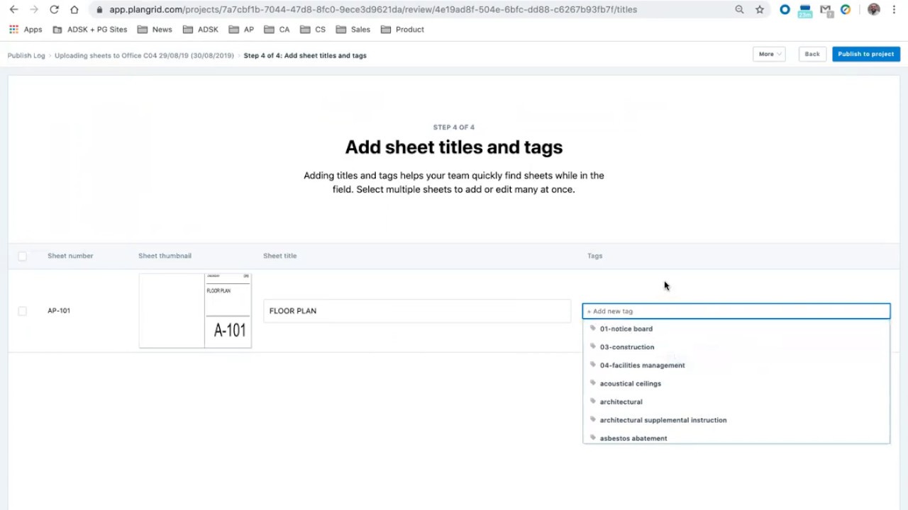 Digitisation of Drawings and Documents for the Field in PlanGrid