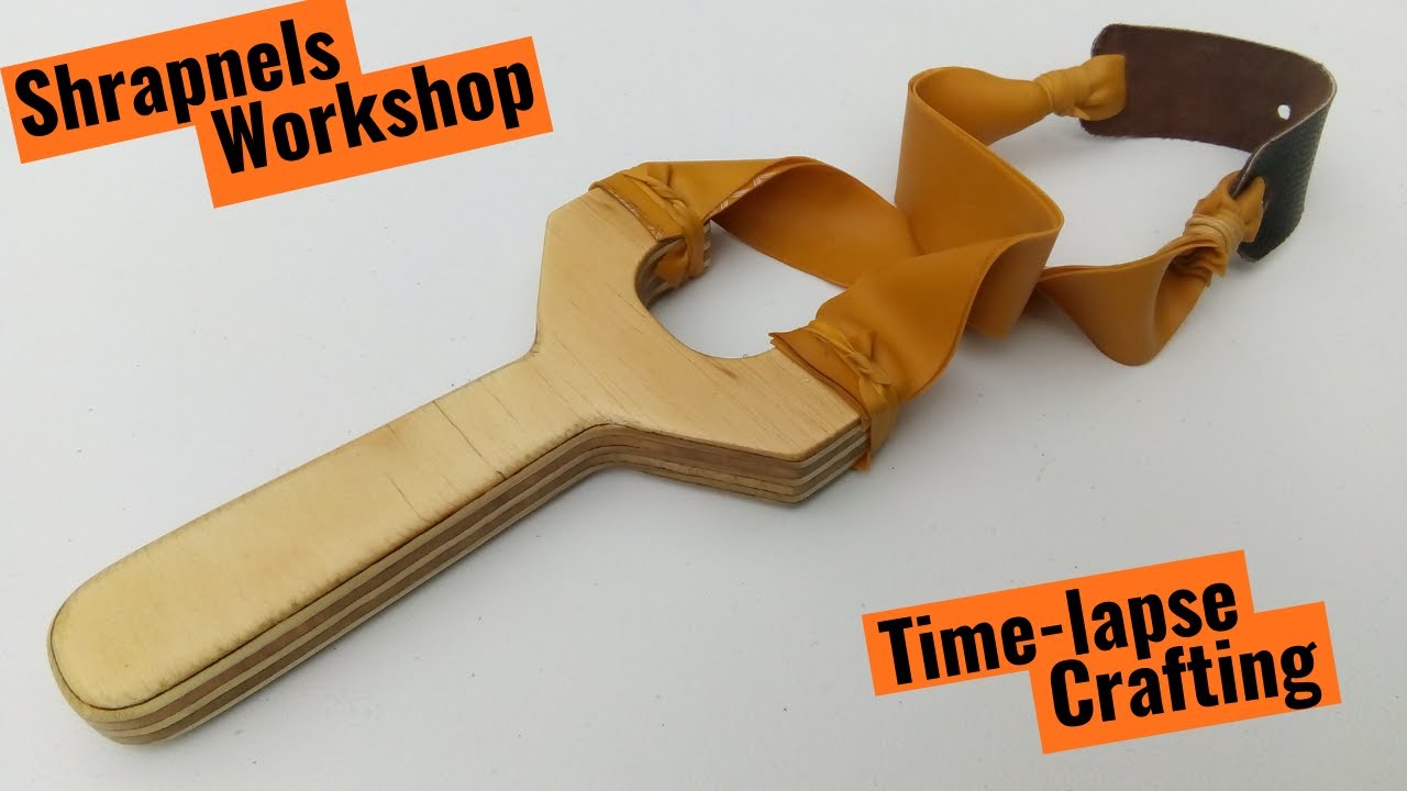 Basic slingshot made from plywood (Time-lapse crafting + testing)