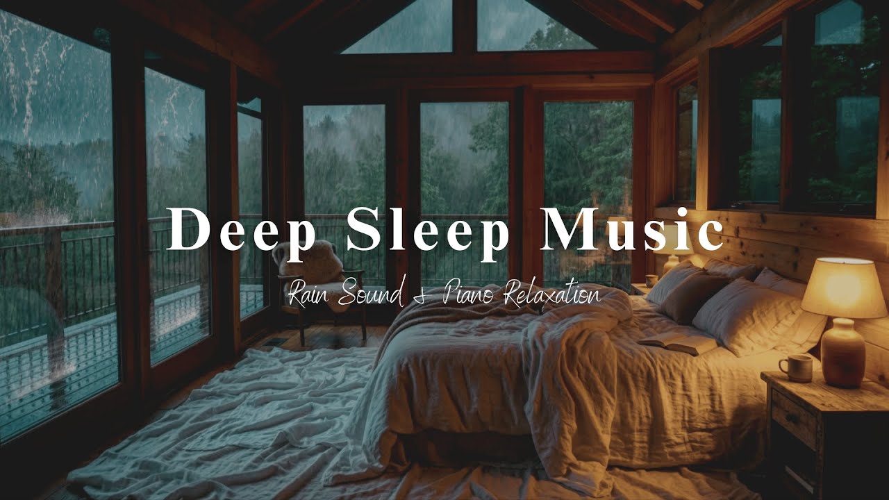 Rain Falling on Window Glass | Relaxing Piano Melody and Rain Sounds for Deep Sleep