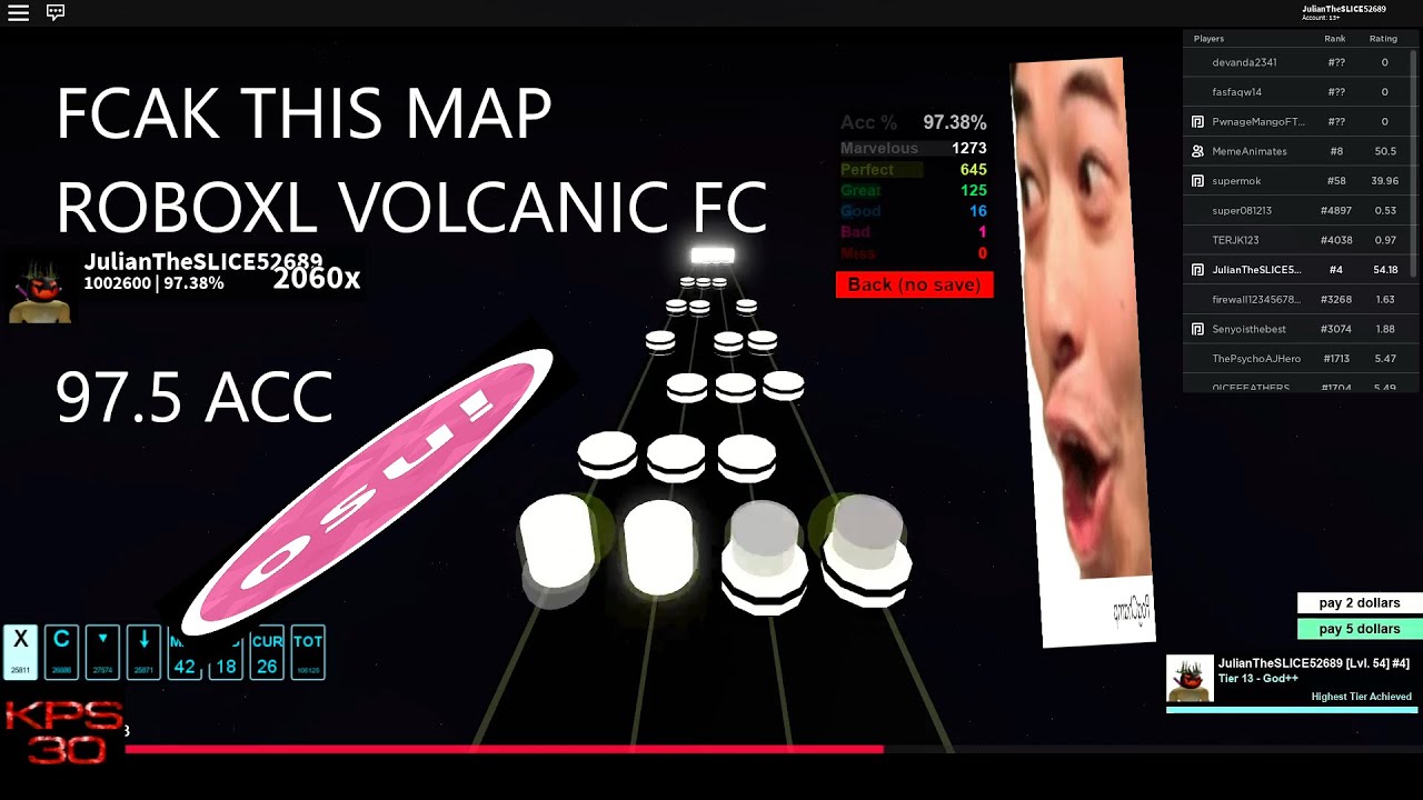 Robeats CS Remastered | Volcanic (ATTang) [62] (1.00x) | Acc: 97.53 S Full Combo
