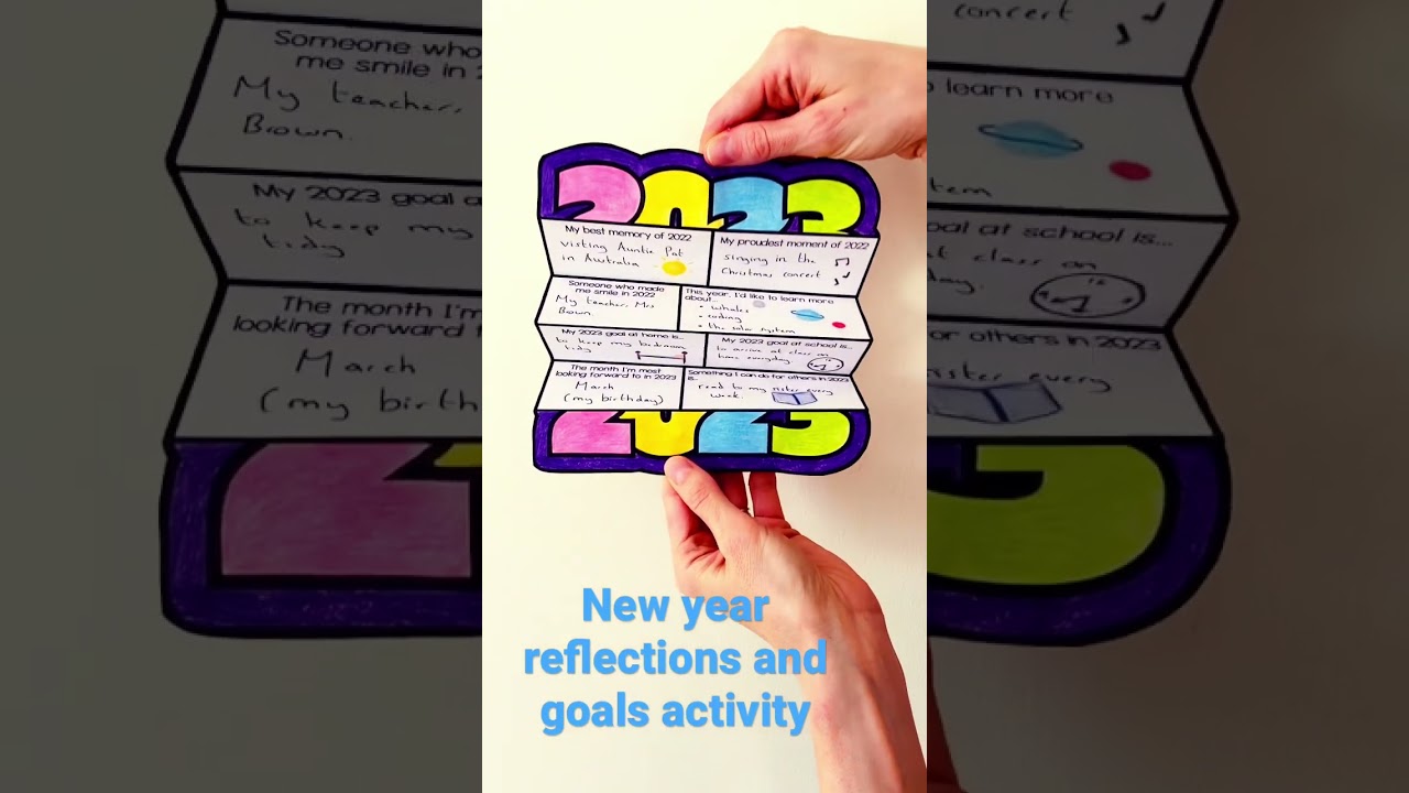 New year 2023 reflections and goals activity for kids
