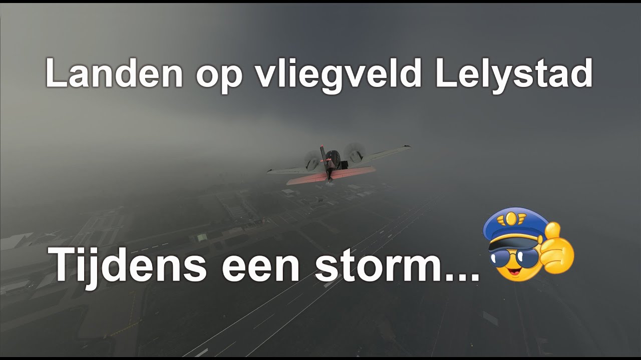 Landen op vliegveld Lelystad tijdens een storm