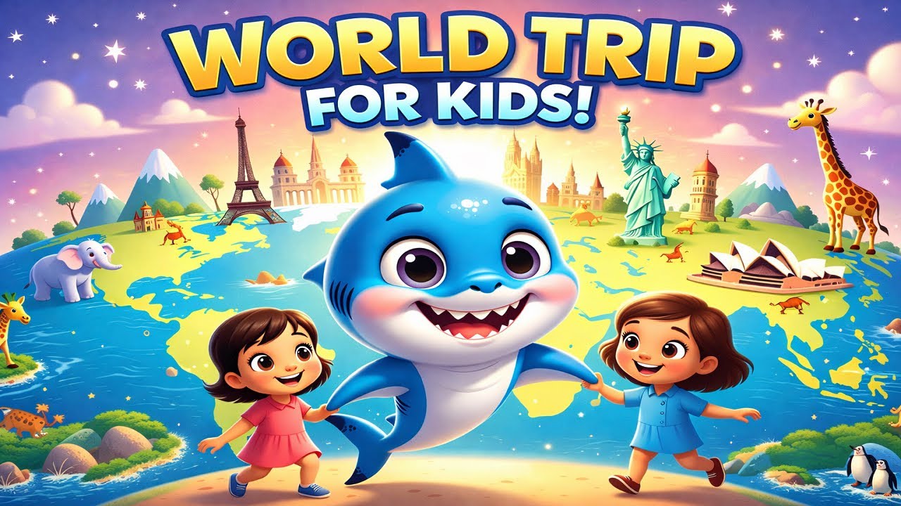 Learn the Continents with Little Shark 🦈  | WORLD TRIP for Kids! | Fun & Educational Continents Song