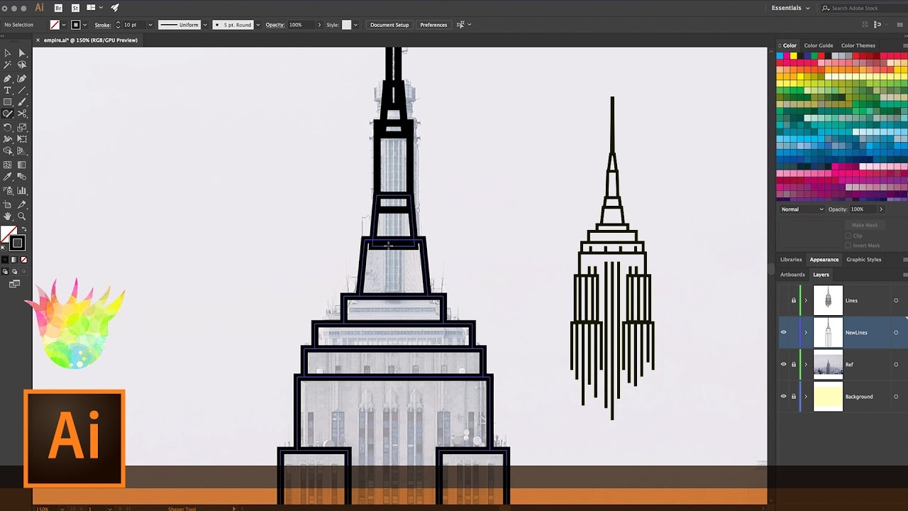 Create Empire State Building Line Art with Illustrator and the Shaper & Join Tools