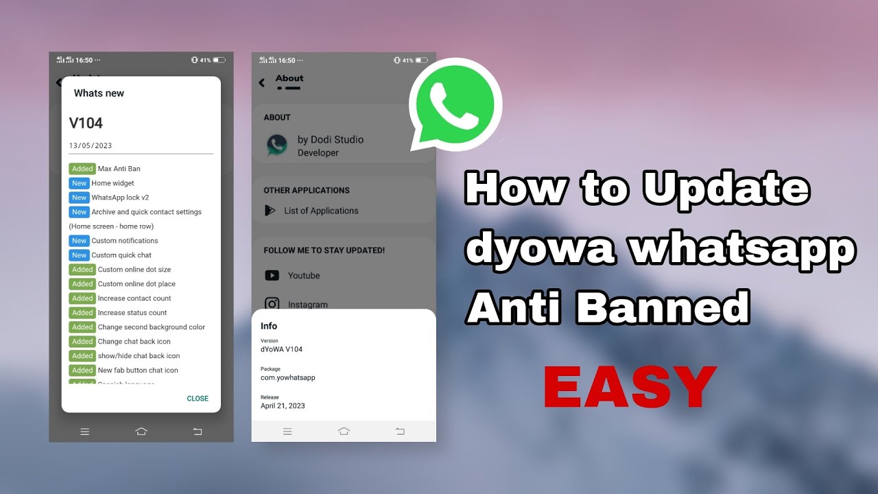 Tutorial how to update dyowa whatsapp to latest version anti ban