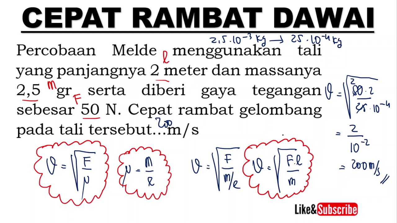 CEPAT RAMBAT GELOMBANG PADA DAWAI (HUKUM MELDE) | Fisika SMA Kelas 11