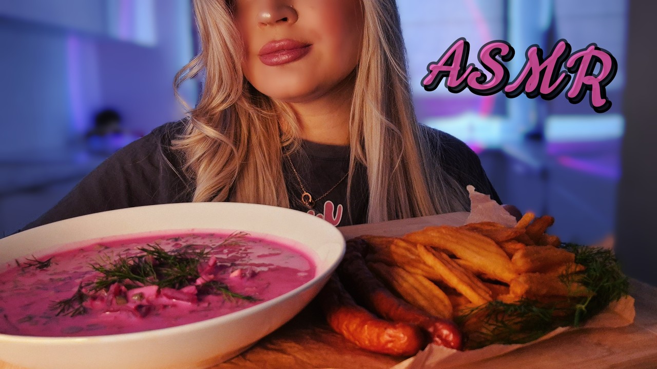 ASMR Cold Soup With Potatoes&Sausage ♡ АСМР Холодник с Картошкой и Сосисками 🫜🍟🍗
