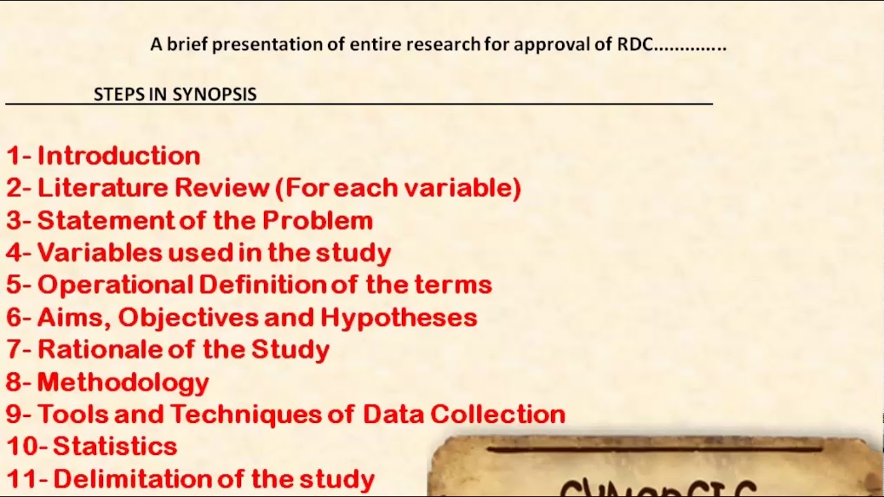 Steps in Synopsis Presentation