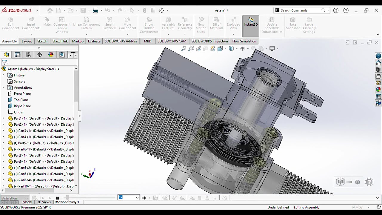 Solidworks solenoid valve animation #solidworks