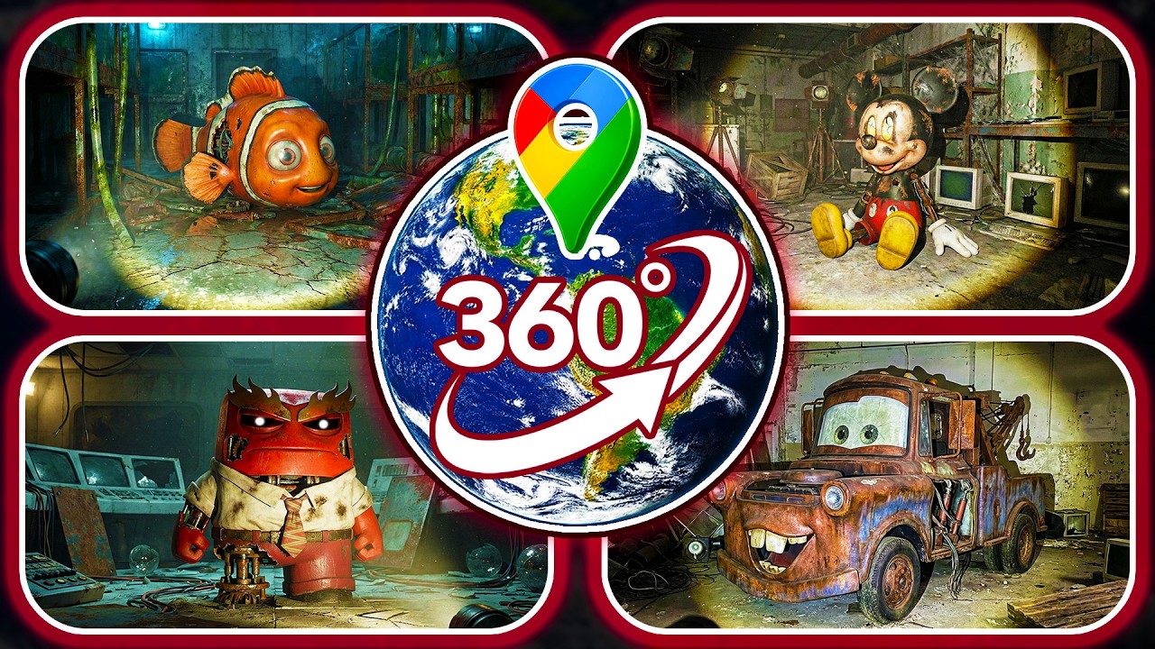 TOP 6 Disney & Pixar Characters Found on Google Maps in Abandoned Places | VR 360°