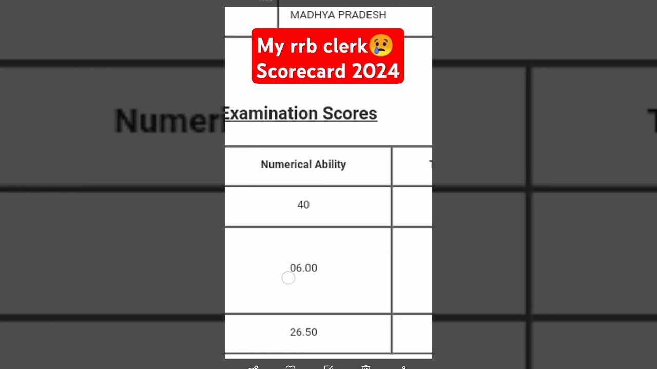 ibps rrb clerk scorecard 2024 mp😢🥺 #rrbclerk  #ibpsrrbclerk #ibpsclerk #sbiclerk #feedshorts #feed