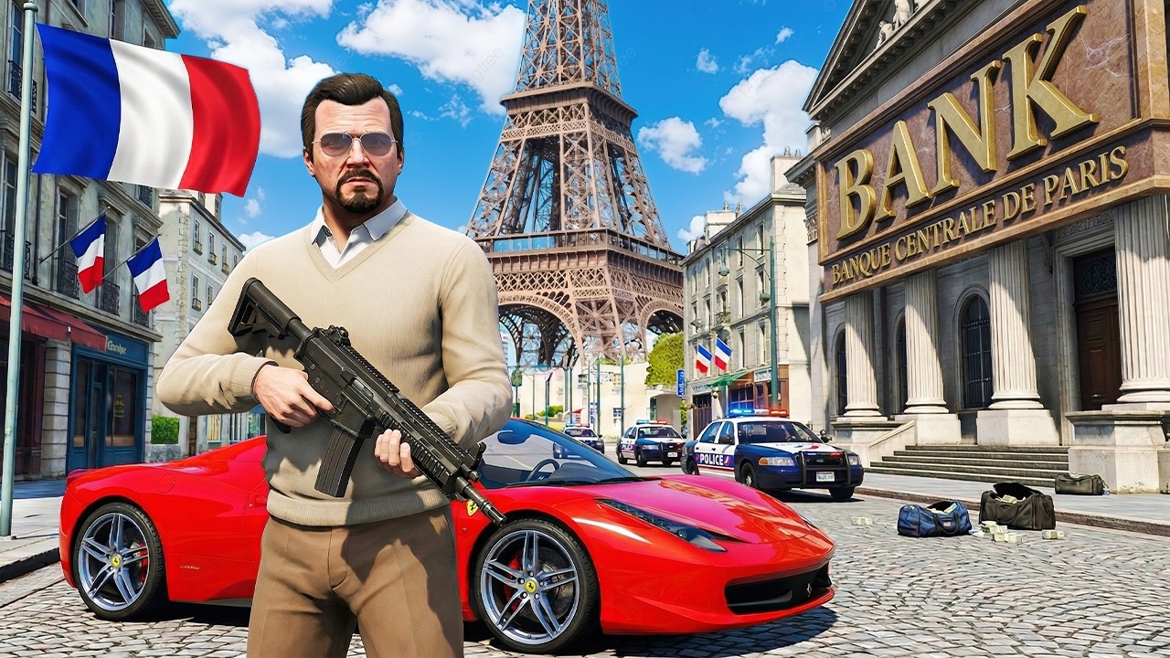 МАЙКЛ ГРАБИТ БАНК ВО ФРАНЦИИ!! ЭТО GTA 6?! - GTA 5 РЕАЛЬНАЯ ЖИЗНЬ (ГТА 5 МОДЫ) ИГРЫ ГТА ВИДЕО MODS