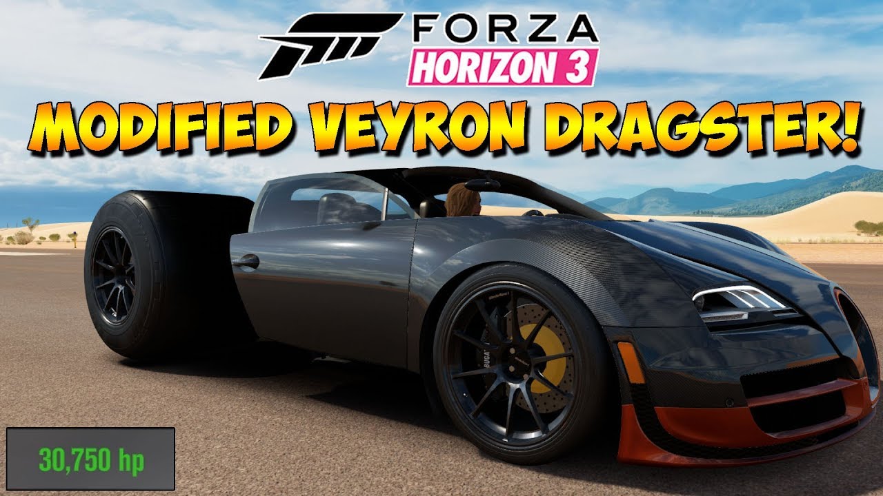 Forza Horizon 3 - MODDED BUGATTI DRAGSTER! 30,000HP - Dev Mods!
