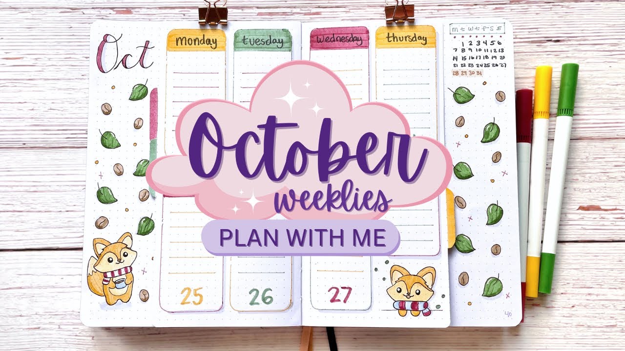 October weeklies 🦊 foxes and coffee ☕️ dutch door bullet journal plan with me