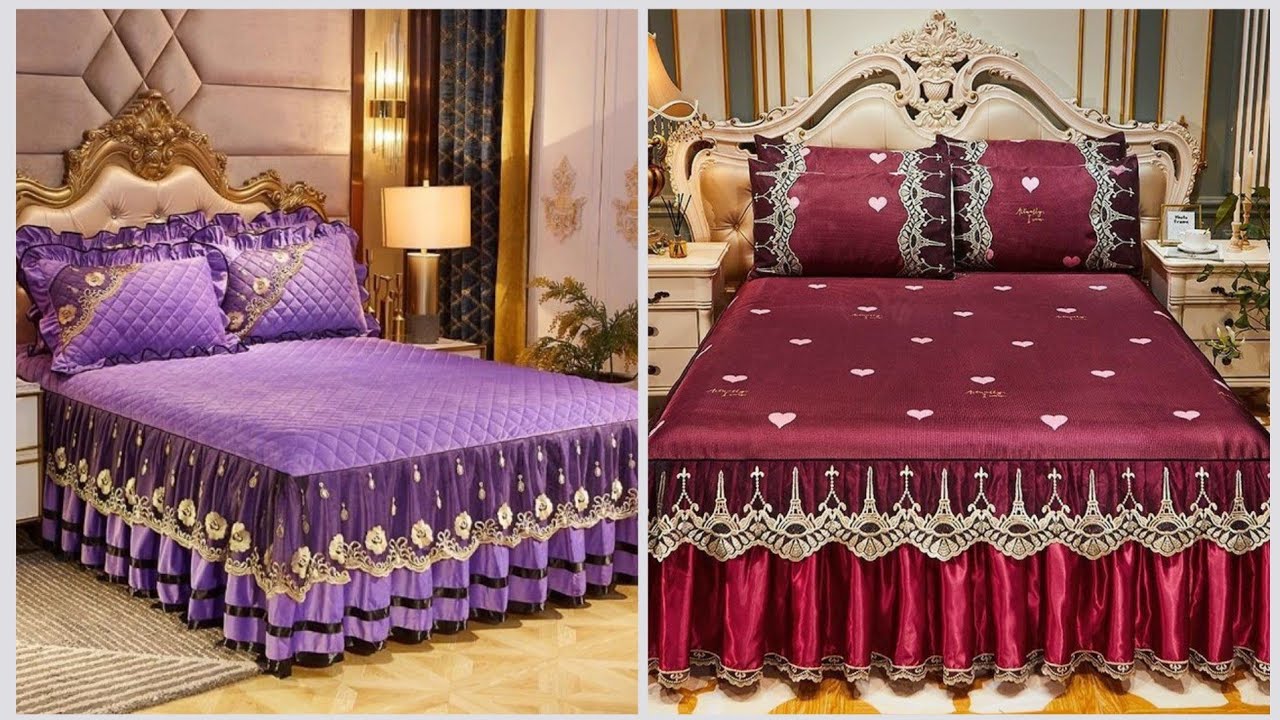 Most #luxrious Bedsheets with bed skirt frill/Fancy Bridal Bedding set #silk #bedsheets
