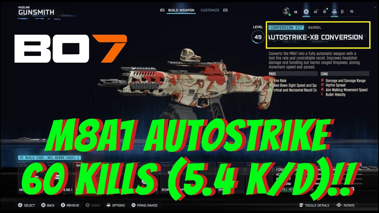 BO7 M8A1 DMR AutoStrike Conversion attachment (5.4 K/D) gameplay - weekly challenge Reward!