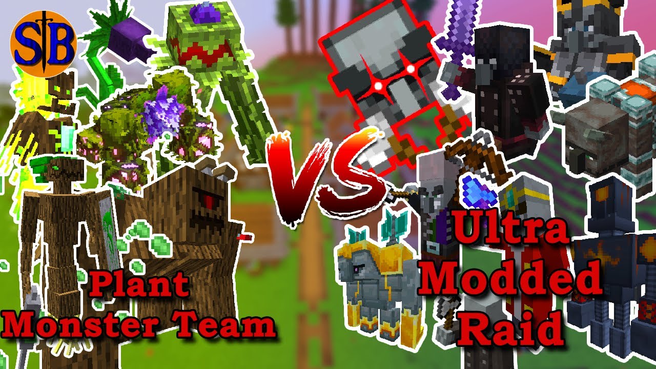 Plant Monsters Team VS Ultra Modded Raid | Minecraft Mob Battle