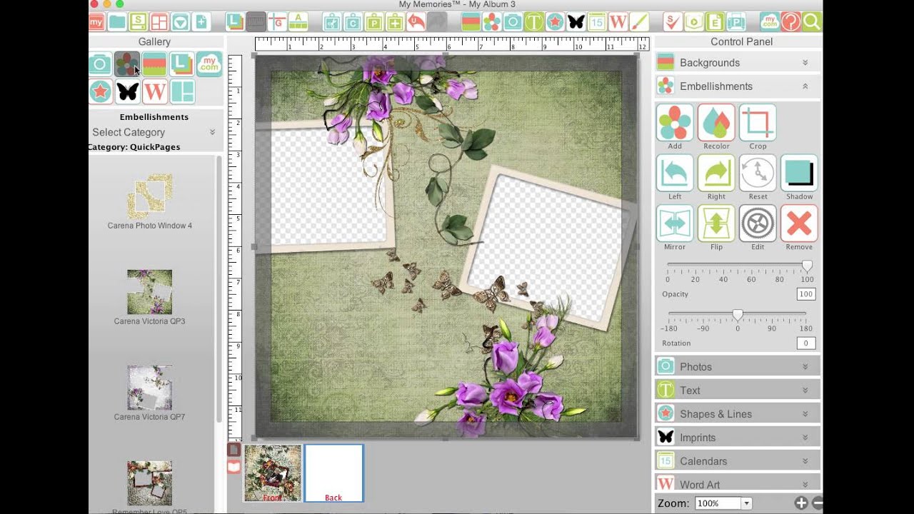 Tutorial how to use Quick Pages in My Memories Software
