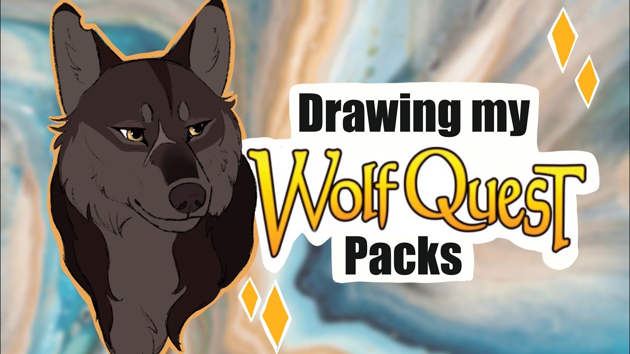 Drawing my Wolfquest pack leaders and their puppies! Part 1