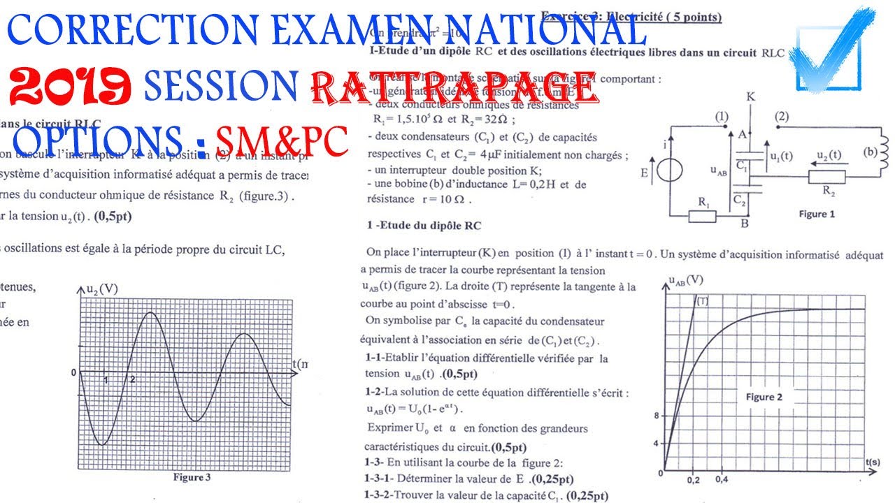 Correction Examen National du bac 2019 Session Rattrapage  SM & PC
