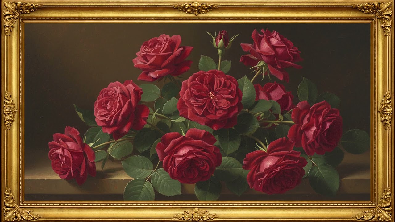 Framed Rose Painting 🌹 | Elegant 4K TV Wallpaper | Frame Art Display